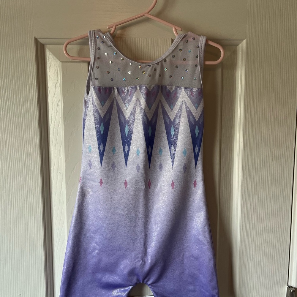 Purple and Blue Geometric Leotard